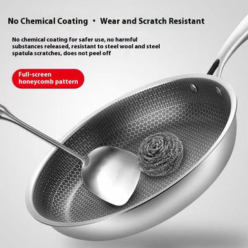 Full Screen Honeycomb Stainless Steel Frying Pan