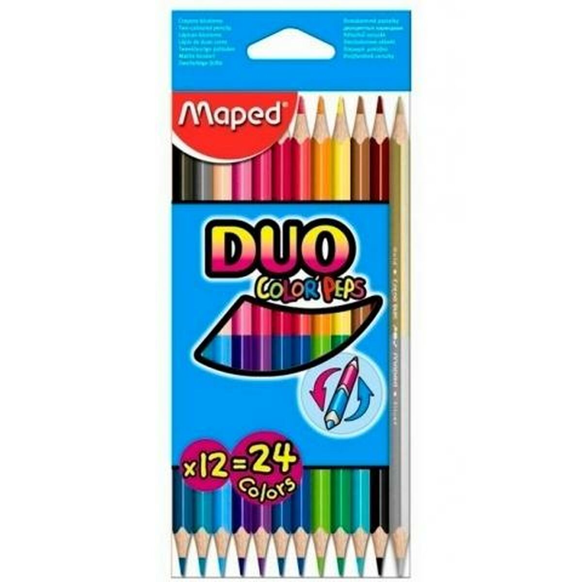 Colouring pencils Maped Duo Color' Peps Multicolour Double-ended 12 Pieces (12 Units)