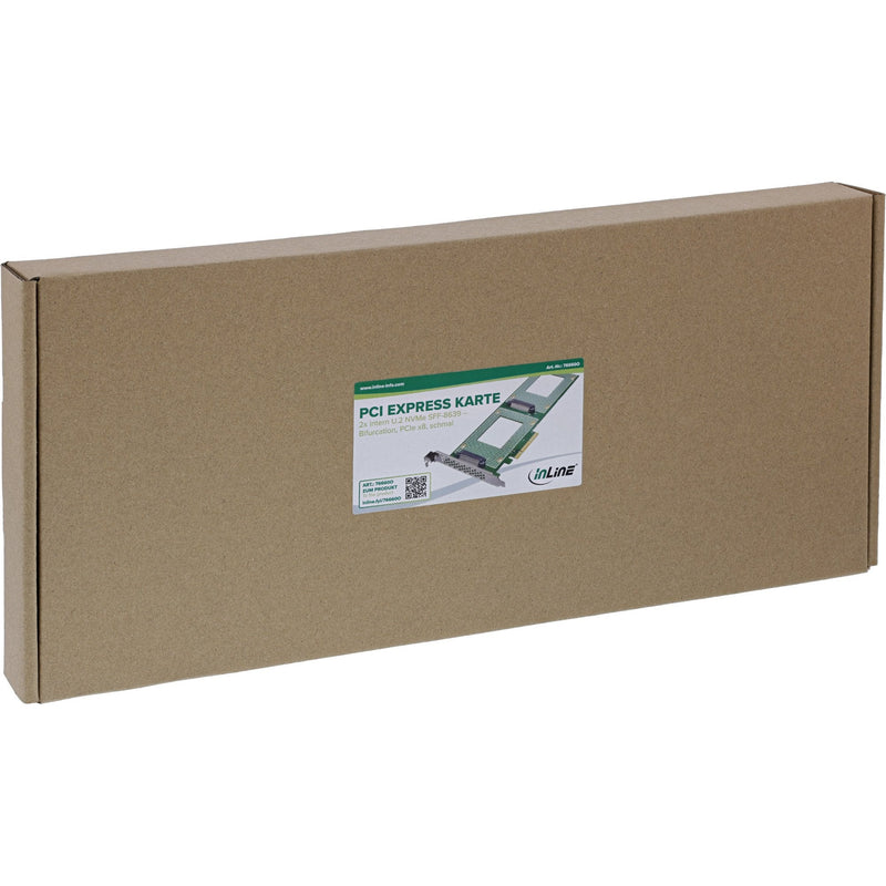 Inline PCIE Card a 2X Internal U.2 NVMe SFF-8639 – Bifurcation - PCIE X8 - Schmal