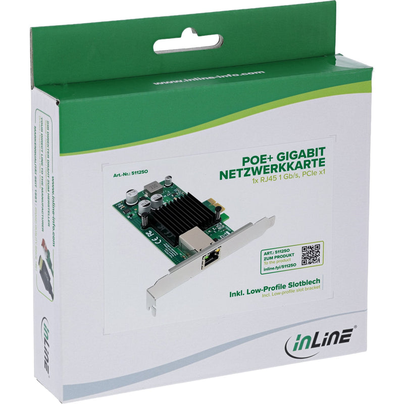 Inline Gigabit Network Card - 1x RJ45 1GB/S - PCIE X1 - PoE +
