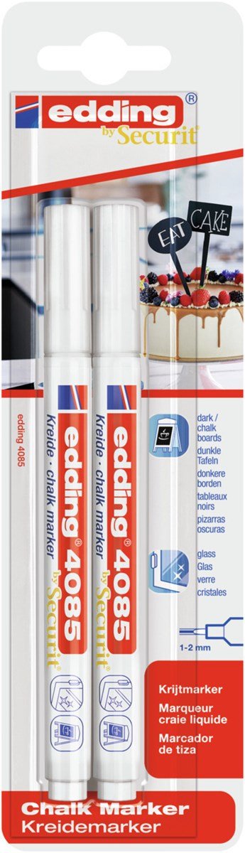 Edding 4085 Pack 2 Markers Tiza Liquida - Punta Redonda - Trazo 1-3MM - Olor Neutro - Colour White — image 1