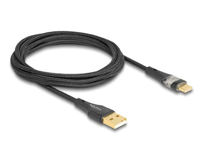 Delock 80761 USB Cable 2.0 Tipo-a Male a USB Type-c™ Male With Charging Fast 60W Transparent 2M — image 1