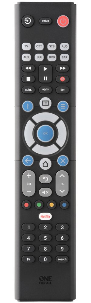 One For All Essence 8 Remote Control Audio, Dvd/Blu-ray, Console Juegos, Media Player, PC, Speaker Soundbar, T
