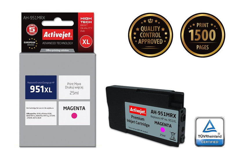 Activejet Ink Ah-951MRX (reemplazo HP 951XL CN047AE - Premium - 25ML - Magenta