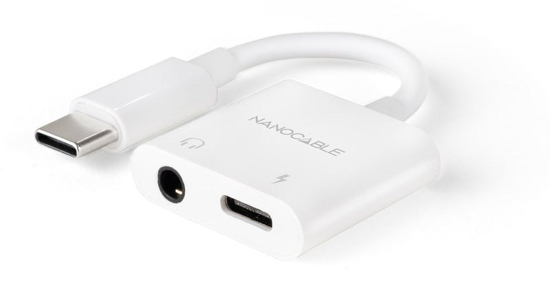 Nanocable Adapter Audio 10.24.1206 USB Type-c Male Jack 3.5 Female USB Type-c Female White