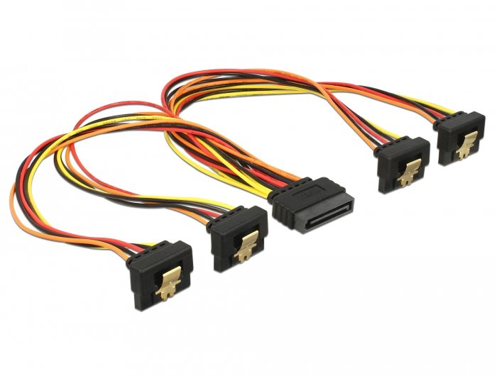 Cable SATA 15 Pin Power Connector Male With Función Enclavamiento SATA 15 Pin Power Connector Female 4 X Abajo