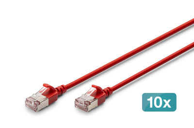 Digitus Network Cable CAT.6A F/FTP Slim 5M Red 10 Units — image 1