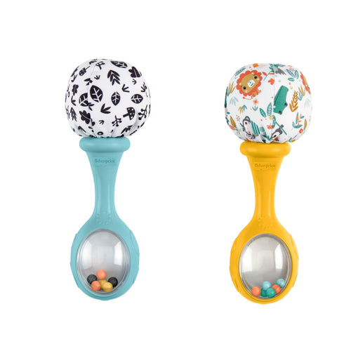 Fisher-price Maracas Divertidas, 2 Sonajeros With Estampado Hojas White And Black And Coloridos Animales, Toy  — image 1