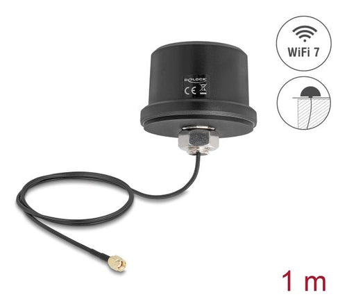 Delock Wi-Fi 7 Antenna Rp-sma Connector Male 3,1 - 3,5 dBi Omnidirektional With Cable Connection ULA100 1M Ass — image 1