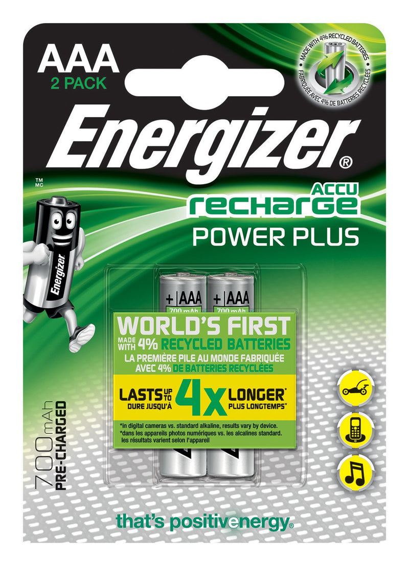 Energizer Power Plus Batteries Recargables 700MAH Aaa HR03 2 Units