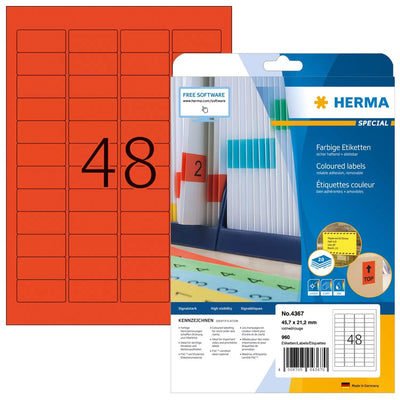 Herma Labels A4 Red 45,7X21,2MM Paper Matte 960 Units — image 1