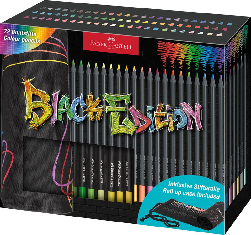 Faber-castell Black Edition Pack Enrollable 72 Pencils Colours - Mina Supersuave - Wood Black - Ideales