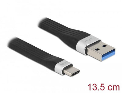 Delock Cable Flat USB 3.2 Gen 1 Fpc USB Typ-a a USB Type-c 13,5CM Pd 3A — image 1