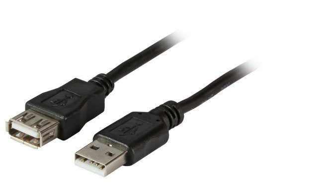Cable USB 2.0, 1.0M, a (st) / a (bu), Extensión, Black Classic