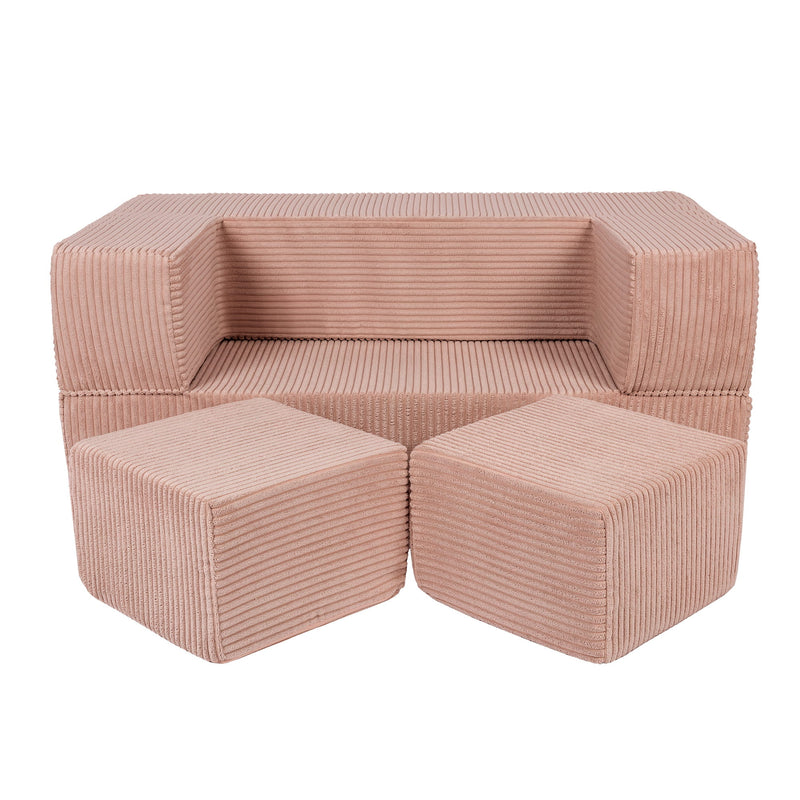 MeowBaby® Soft Velvet Cube Sofa - Powder Pink