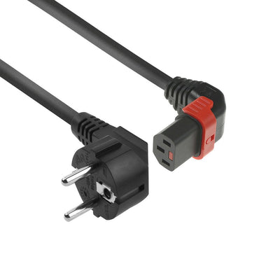 Powercord Schuko Cee 7 Male (angled) - C13 IEC Lock (up Angled) Black 1M, EL448S — image 1