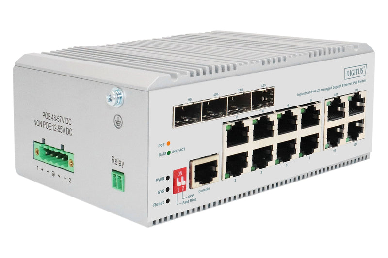 Digitus Switch 8 Ports Gigabit PoE, L2 Adminimrado, 4 Sfp Uplink