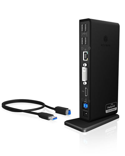 Icybox IB-DK2241AC Icybox Multi Docking Station, 2x USB 3.0, Hdmi, Black — image 1