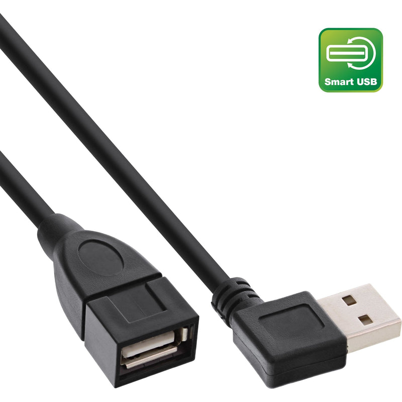 Inline USB 2.0 Smart Cable Acodado + Reversible Type a Male a Female Black 2M