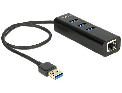 Delock Hub USB 3.0 3 Port Extern + 1 X Gigabit LAN Port — image 1