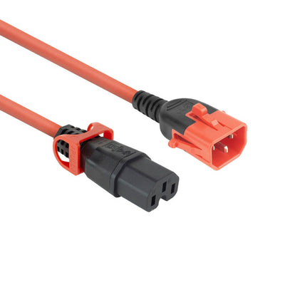 Powercord C14 IEC Lock + Dual Locking - C15 IEC Lock + Red 1M, PC3869 — image 1