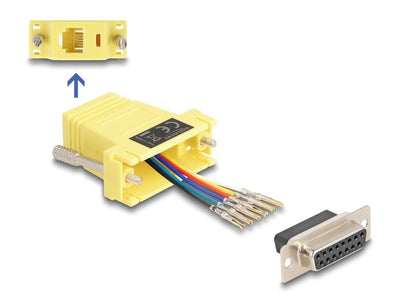Delock D-sub 15 Pin Connector Female a RJ12 Connector Female Kit Assembly Yellow — image 1