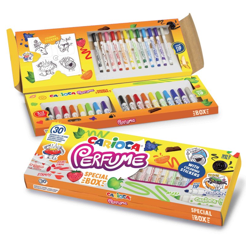 Carioca Pack 30 Markers Perfumados - Ink Washable - Aromas Naturales - Libre Sustancias Alergenicas - Punta