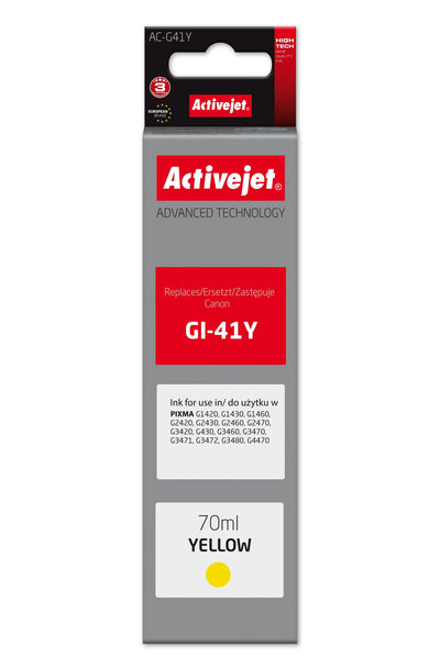 Activejet AC-G41Y Bottle Ink Printer Canon, Sustituta Canon GI-41Y 4545C001 Supreme 70ML Yellow — image 1