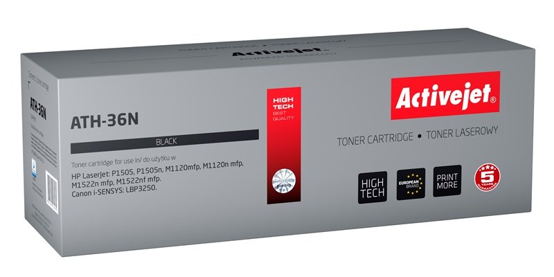 Activejet Toner ATH-36N (reemplazo HP 36A CB436A Canon CRG-713 - Supreme - 2000 Páginas - Black