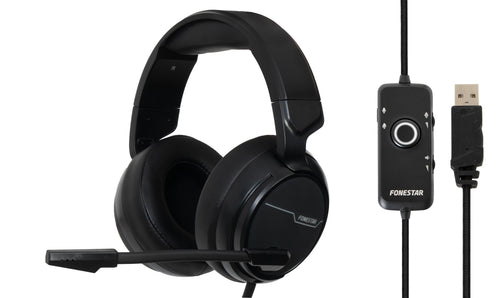 Fonestar Headphone Stereo Win-u USB Microphone LED Cable 2M PC Mac PS4 Xbox — image 1