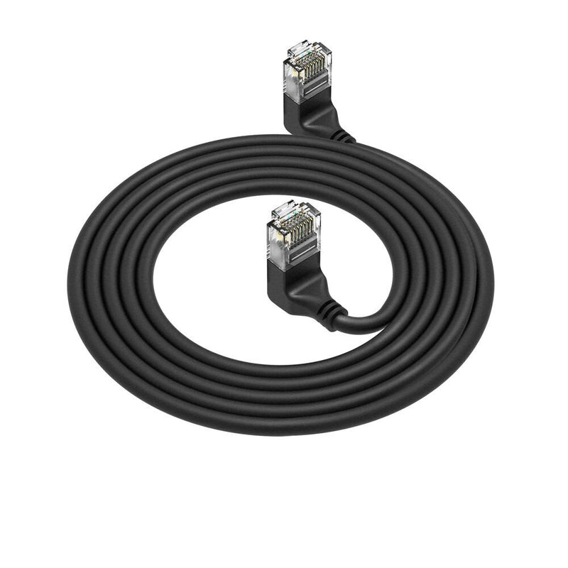 Black 5 Meters U UTP CAT.6A Lszh Slimline Patch Cable With RJ45 Connectors 90° Angled Up To 90° Angled Up