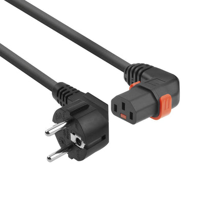 Powercord Schuko Cee 7 Male (angled) - C13 IEC Lock (right Angled) Black 2M, EL450S — image 1