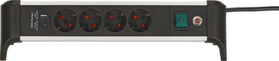 Brennenstuhl 1391040420 Base Múltiple 1,8M 4 Salidas AC Indoor Black Silver — image 1