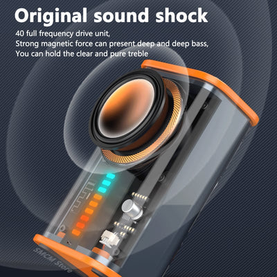K07 Transparent Mecha Wireless Bluetooth Speaker Sound Light Rhythm Subwoofer TWS Stereo Cyberpunk Music Center Hands-free Call