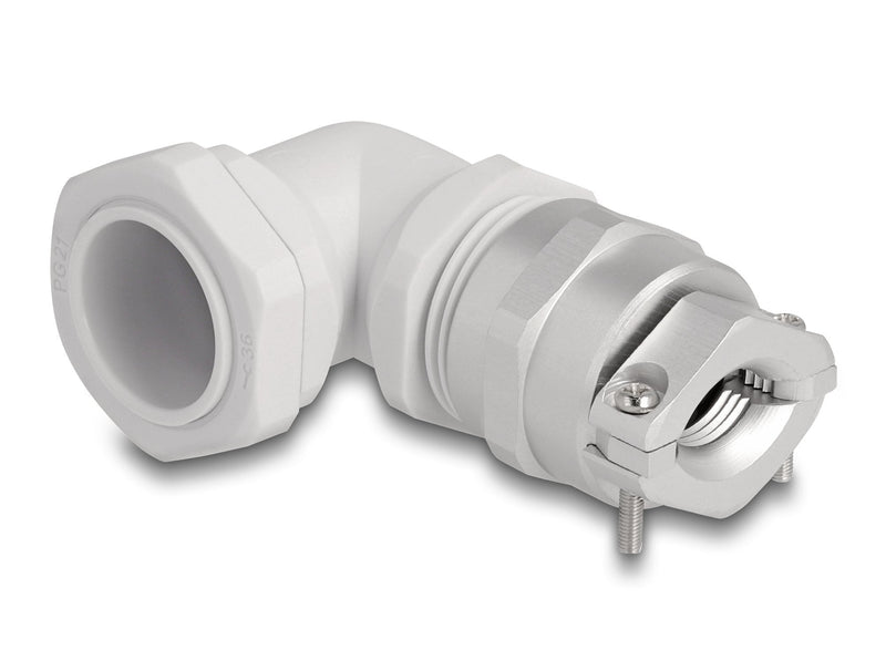 Delock 60613 Prensaestopas With Alivio Voltage And Protection Contra Flexión Ángulo 90 ° PG21 Grey