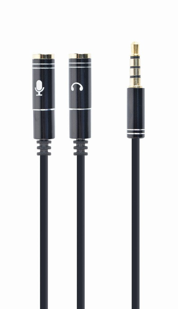 Gembird Adapter Stereo Mini Jack (m) 4-PIN - 2X Mini Jack (f), Metal Black