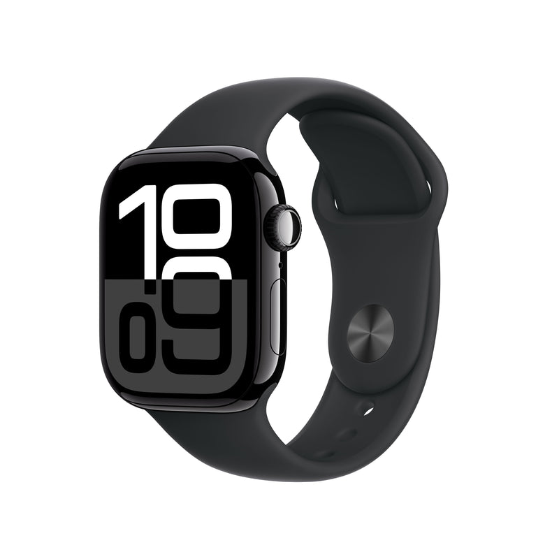 Apple Watch Series 10 GPS + Cellular 42MM Jet Black Aluminium Case With Black Sport Band - S/M