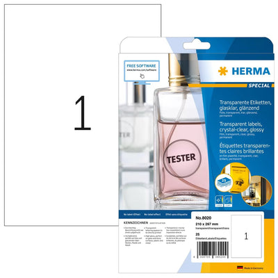 Herma Label . Transparenteee A4 210X297 Mm Lámina Glossy 25 Pieces — image 1