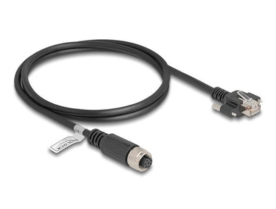 Delock M12 Cable A-kodiert 8 Pin Female a RJ45 Male CAT.5E FTP 1M Black — image 1