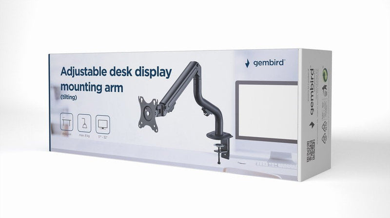 Gembird MA-DA1-02 Ajustable Escritorio Pantalla Mounting Arm Tilting 17-32 Hasta 8KG