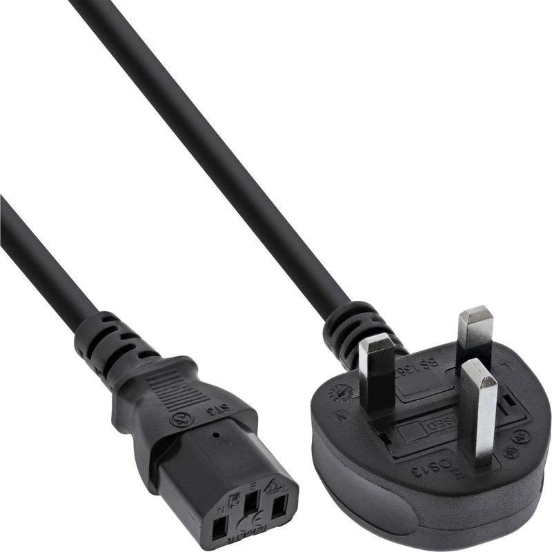 Inline Cable Power Plug Reino Unido/Inglaterra a 3 Pines IEC C13, Black 5M
