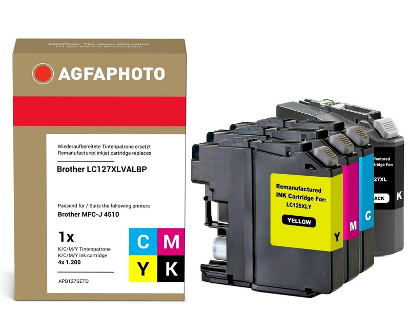Agfa Photo Multipack Black / Cyan / Magenta / Yellow APB127SETD LC127XLBK, C, M, And 4800 Copias Agfa Photo LC