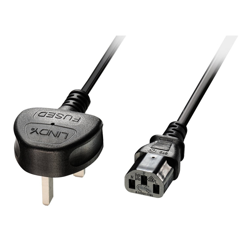 Lindy 30434 Cable Power 3M Plug Type G C13 Acoplador Reino Unido Uk Black