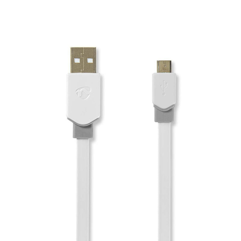 Nedis USB Cable USB 2.0 USB-A Connector Male USB Micro-b Connector Male 480Mbps Chapado Oro 1.00M Flach Pvc Wh