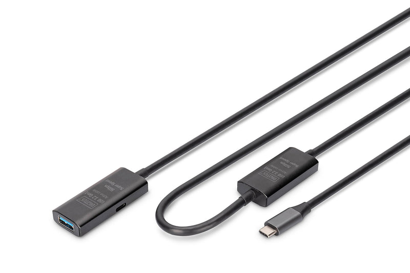 Digitus Active USB 3.2 GEN1 5G Extension Cable USB-C - Usb-a, 10M, Black