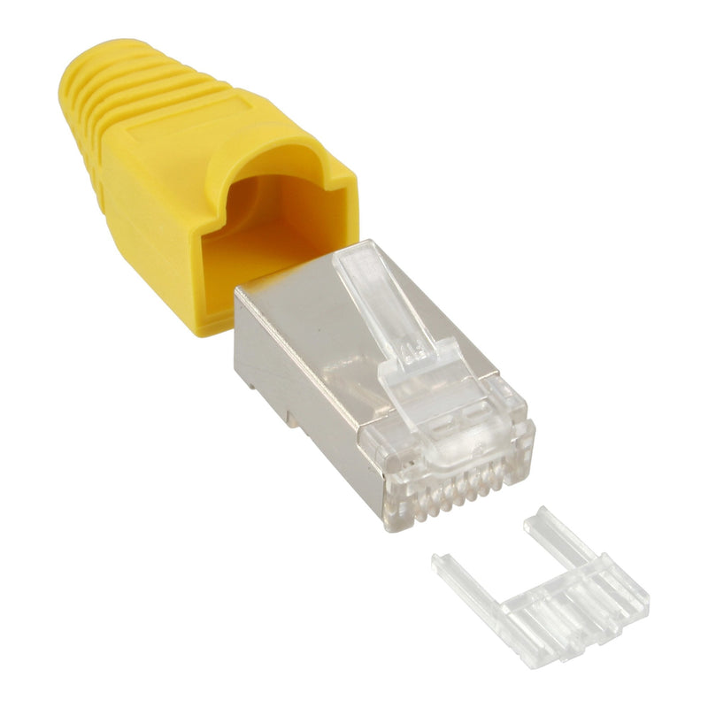 Inline Connector Crimpado RJ45 8P8C Blindado With Enhebrador + Protection Contra Dobleces Yellow 10 Units