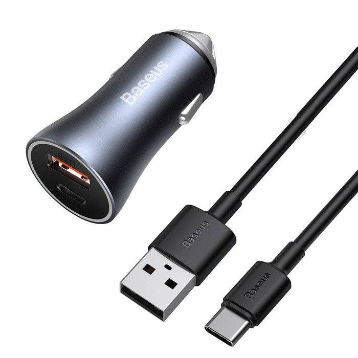 Baseus Car Charger Golden Contactor Pro Dual Quick Charger U + C, PD 3.0, Qc 4 +, Scp Fcp Afc (with USB - Type