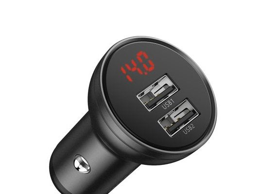 Baseus Car Charger Digital Display Dual USB4.8A 24W Gray (CCBX-0G)