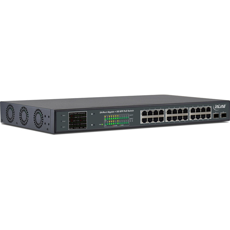 Inline Switch Network PoE + Gigabit 24 Ports 1GBIT/S, 2X Sfp, 48,26CM (19, Stands Incluidos), Metal Control Fa