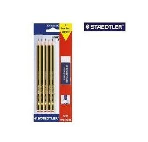 Staedtler Noris 120 Pack 5 Pencils Graphite Hexagonales 2HB + 1 Rubber Borrar Mars Plastic - Wood Bosques — image 1